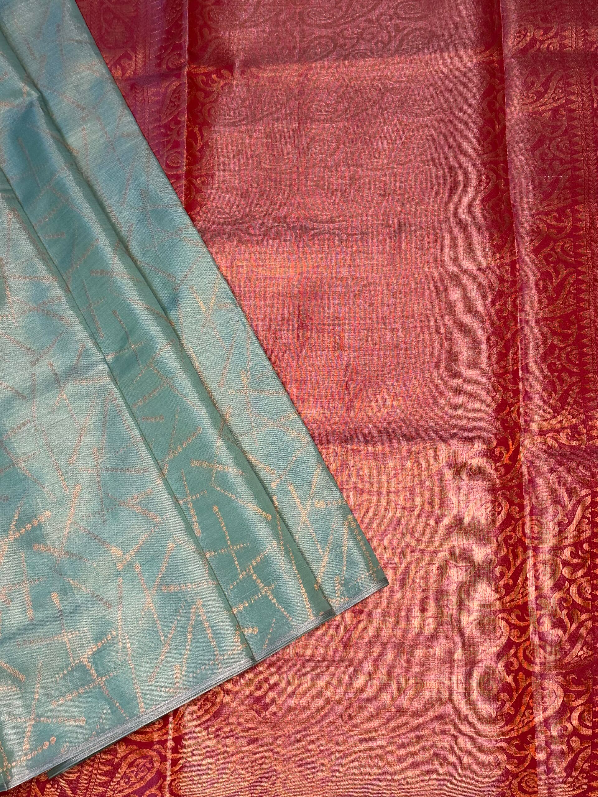 Champagne Gold Metallic Tissue Saree